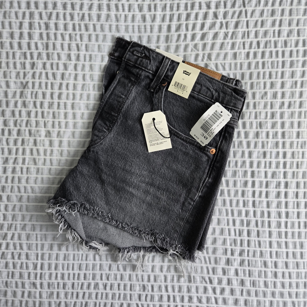 Levi's 501 Denim Shorts Charcoal Grey Cut Off Raw Hem NWT Size 30